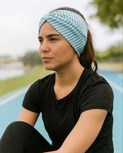 Fitness Model Wearing a knotted headband