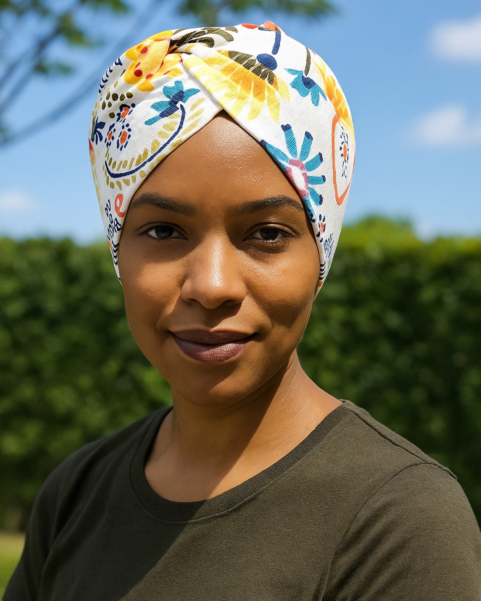 Knotted Stretch Headband on model front view