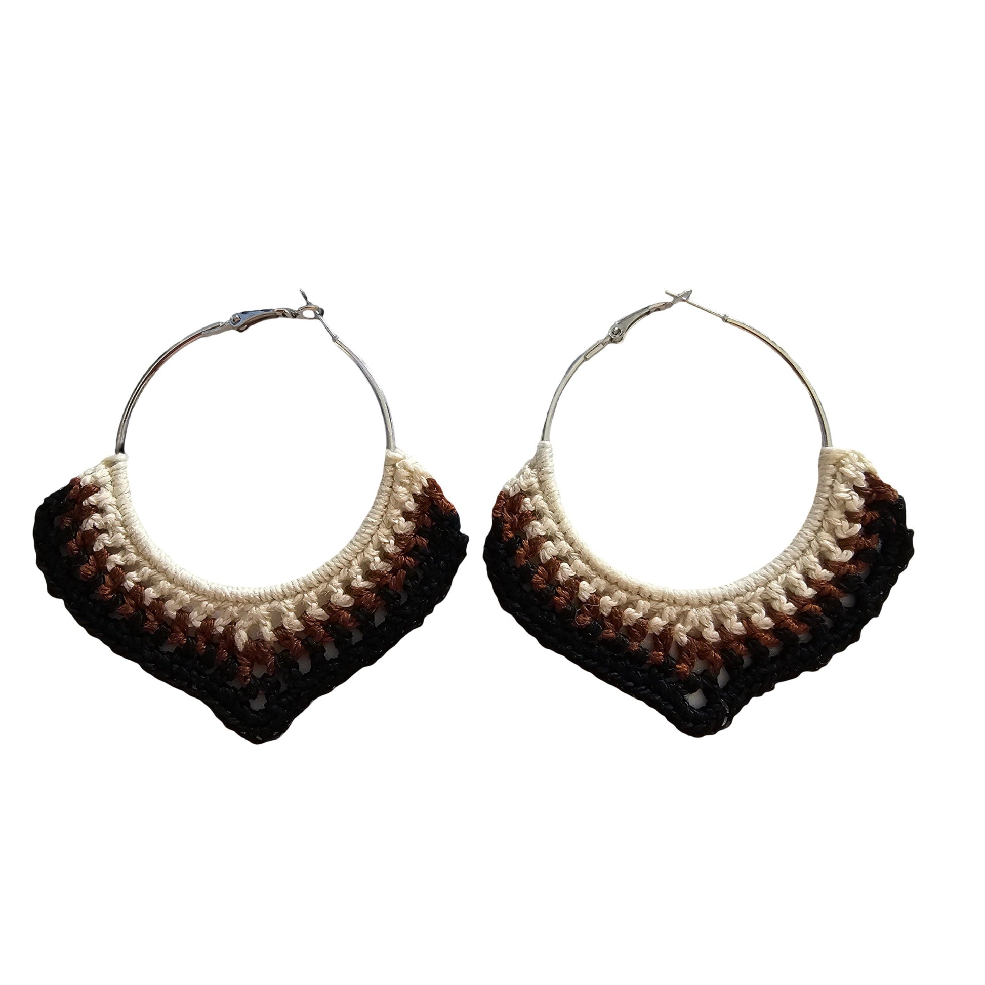 Ladies Crochet Earrings - Front View - Silver