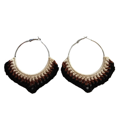 Ladies Crochet Earrings - Front View - Silver