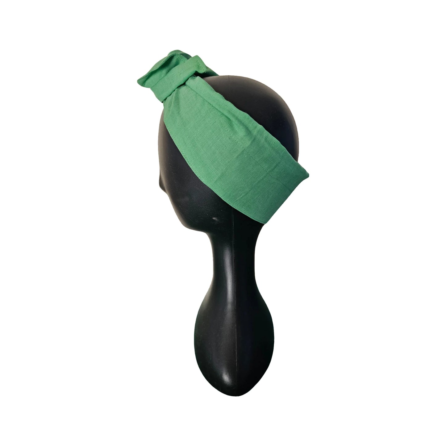 Ladies Green Wire headband - Side view on a black mannequin head against a white background