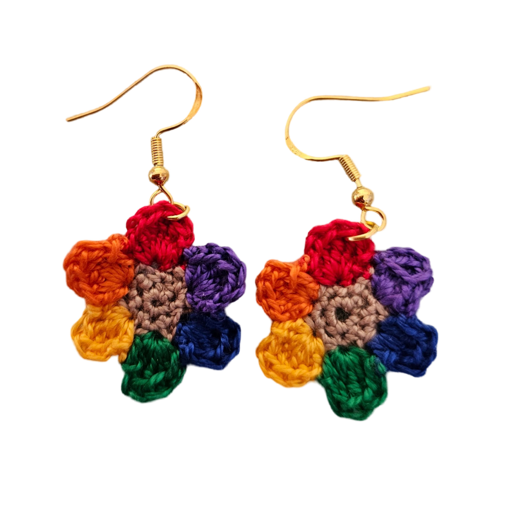 Rainbow Flower Crochet Earring