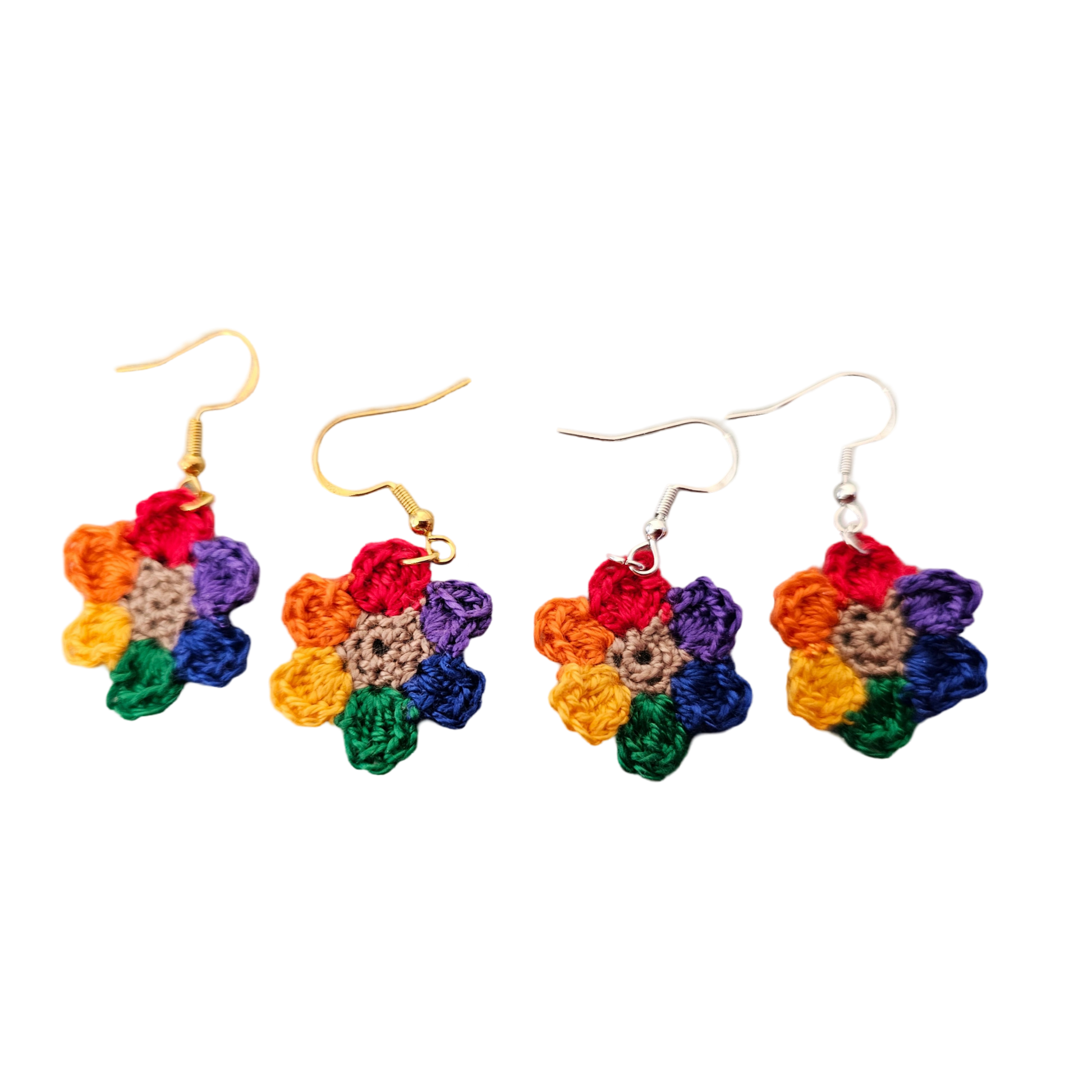 Rainbow Flower Crochet Earring