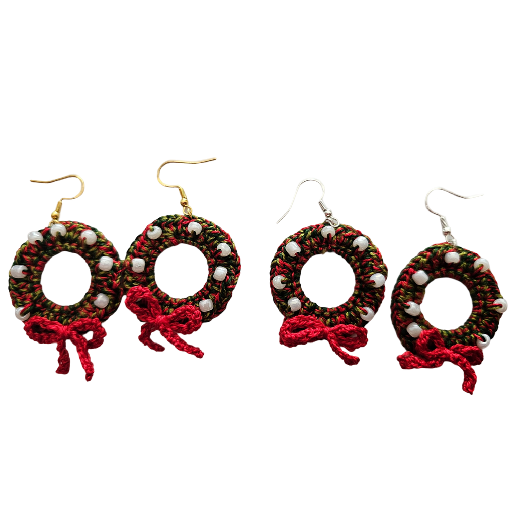 Christmas Crochet Earrings - Wreath