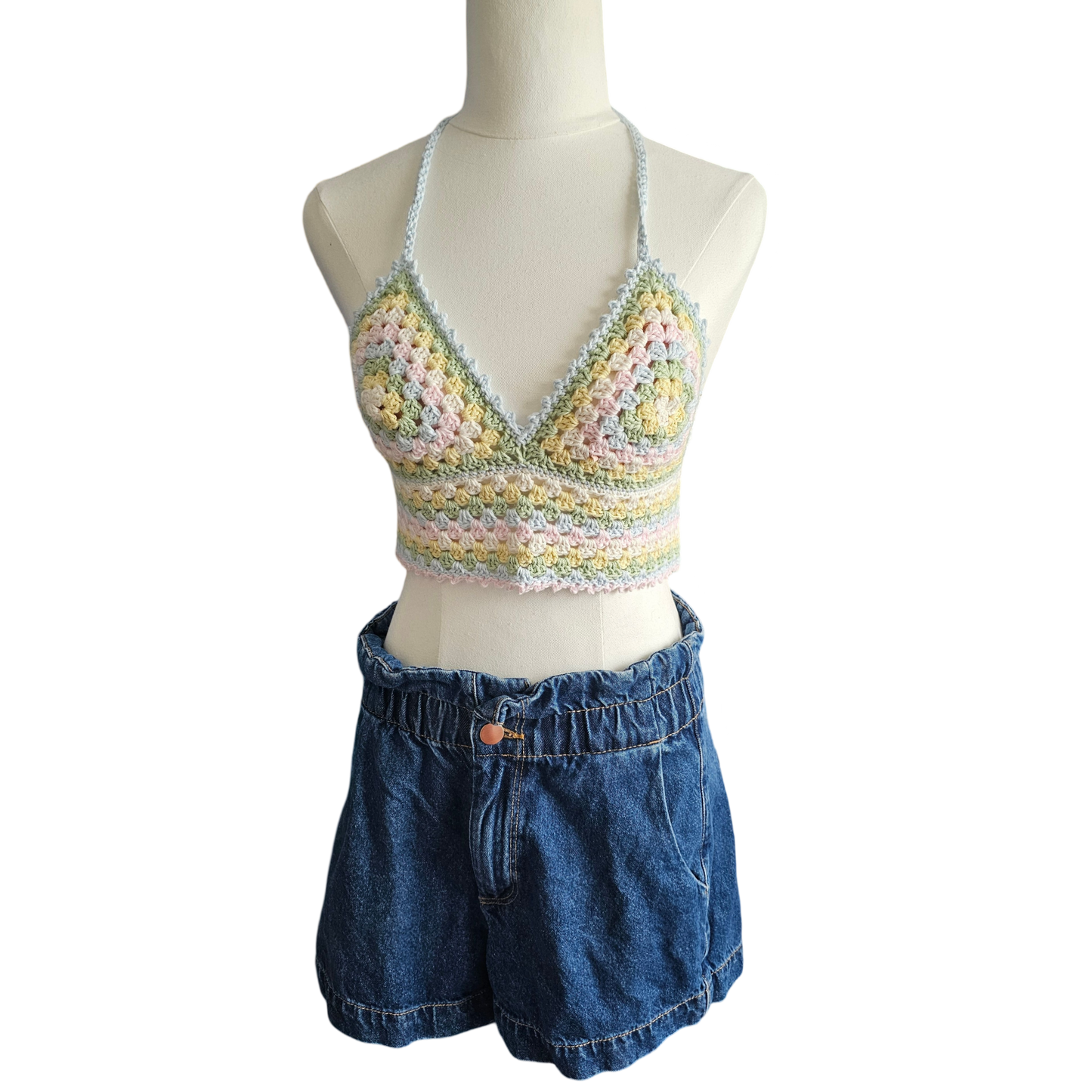 Crochet Top - Pastel Colours Front View