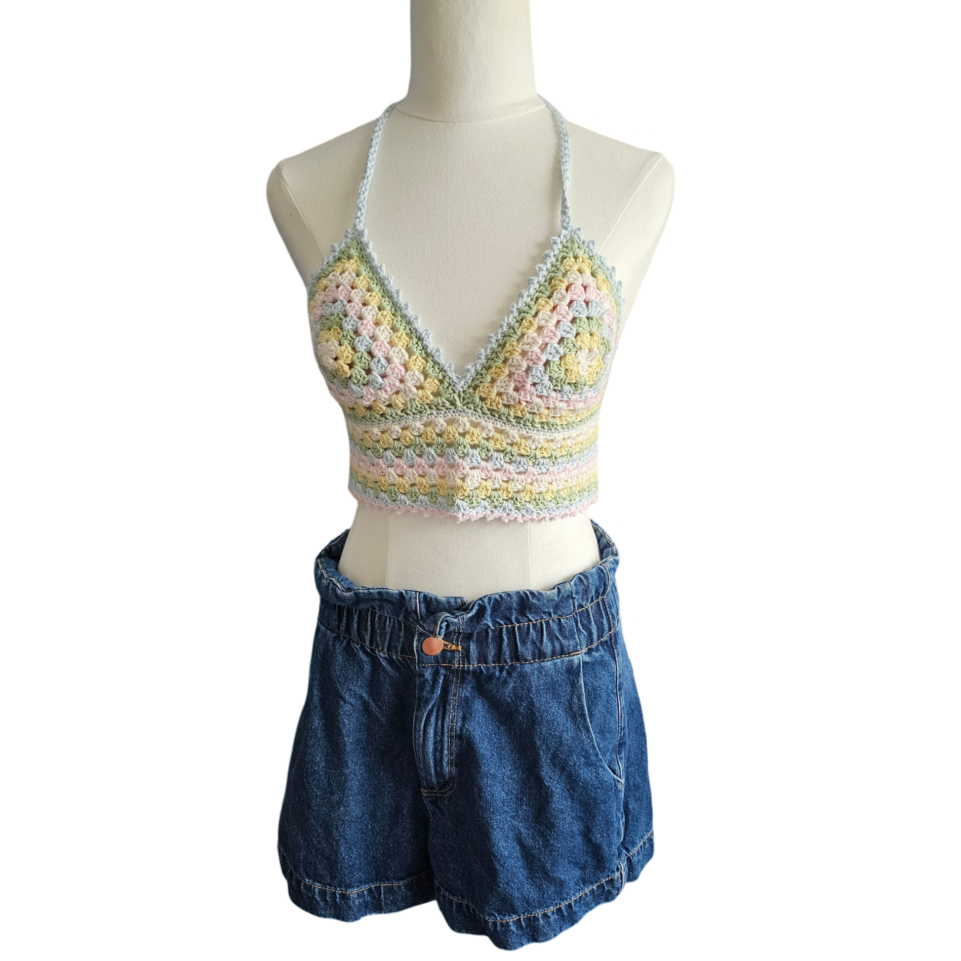 Crochet Top - Pastel Colours Front View