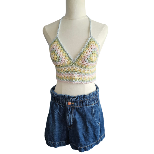 Crochet Top - Pastel Colours Front View