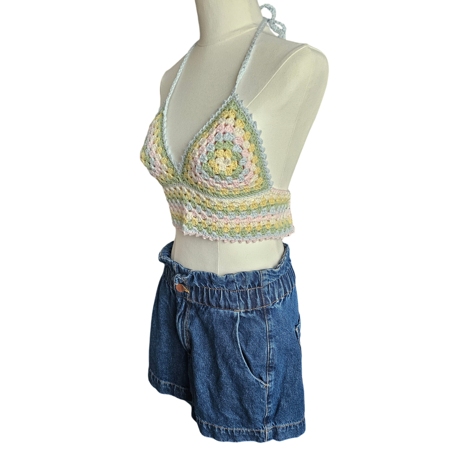 Crochet Top - Pastel Colours Side View