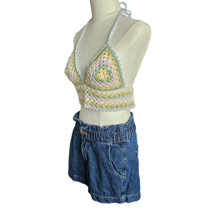 Crochet Top - Pastel Colours Side View