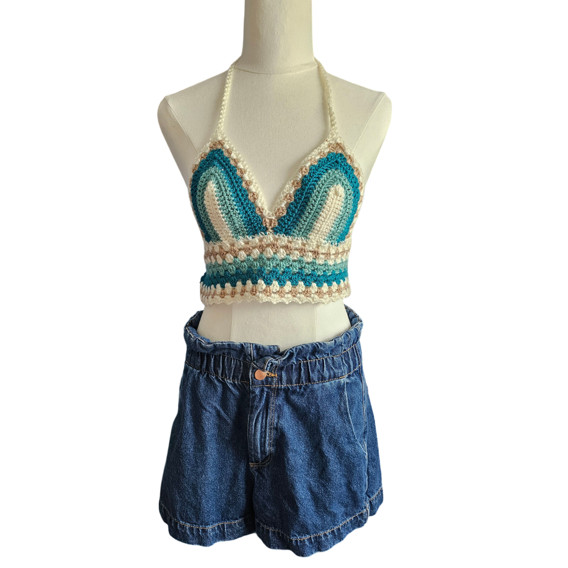Crochet Top - Lace Teal front View