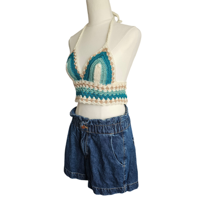 Crochet Top - Lace Teal Side View