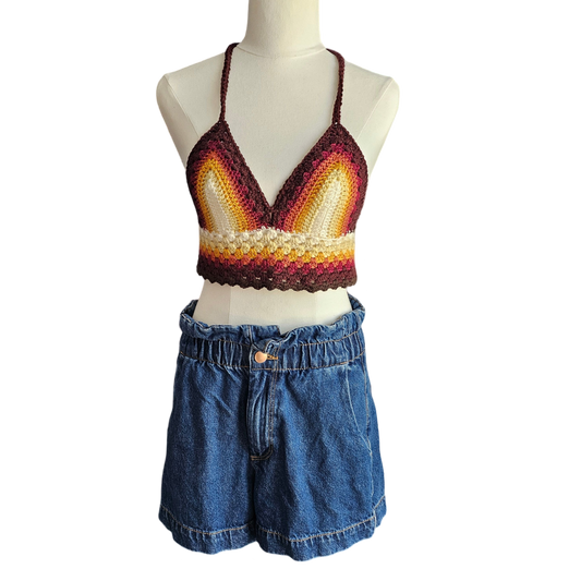 Crochet Top- Earth Tones Front View