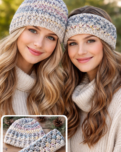 Paris Chunky Crochet Beanie & Headband Bundle
