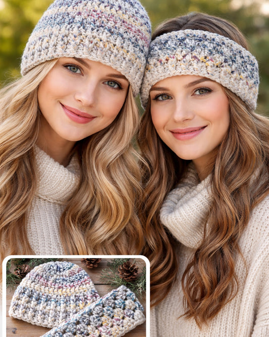 Paris Chunky Crochet Beanie & Headband Bundle