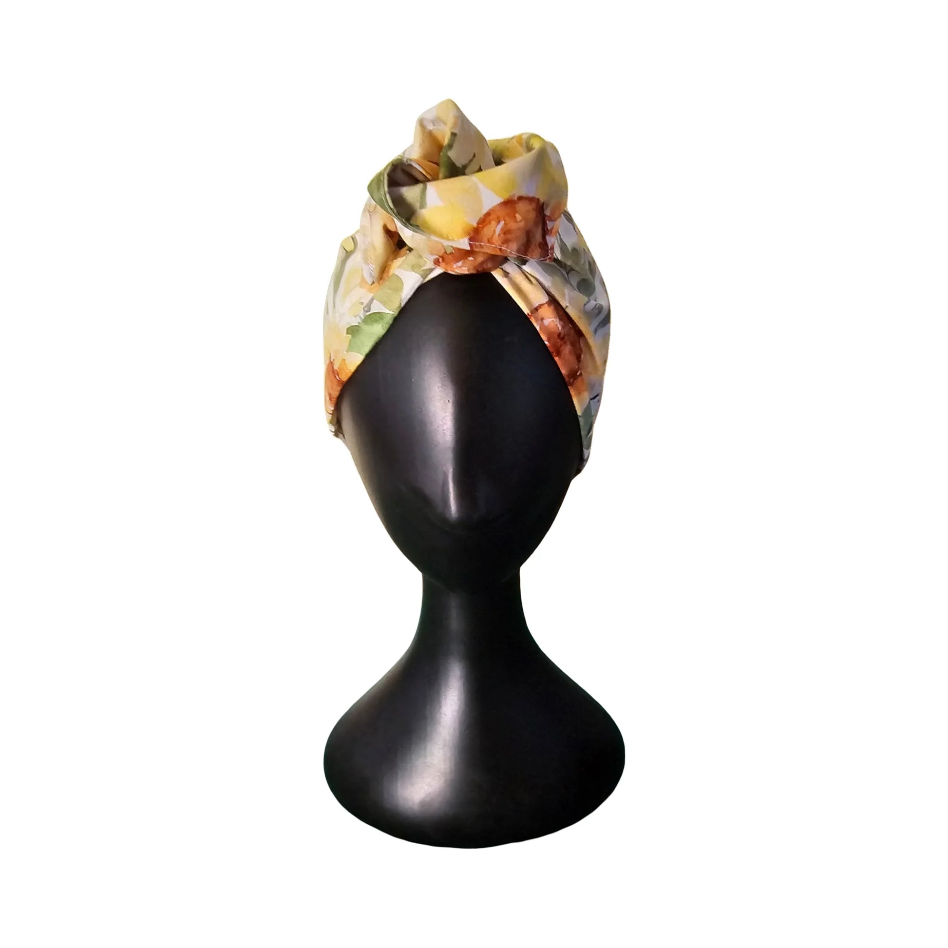 Sunflower wire headband - front view on mannequin rosette style